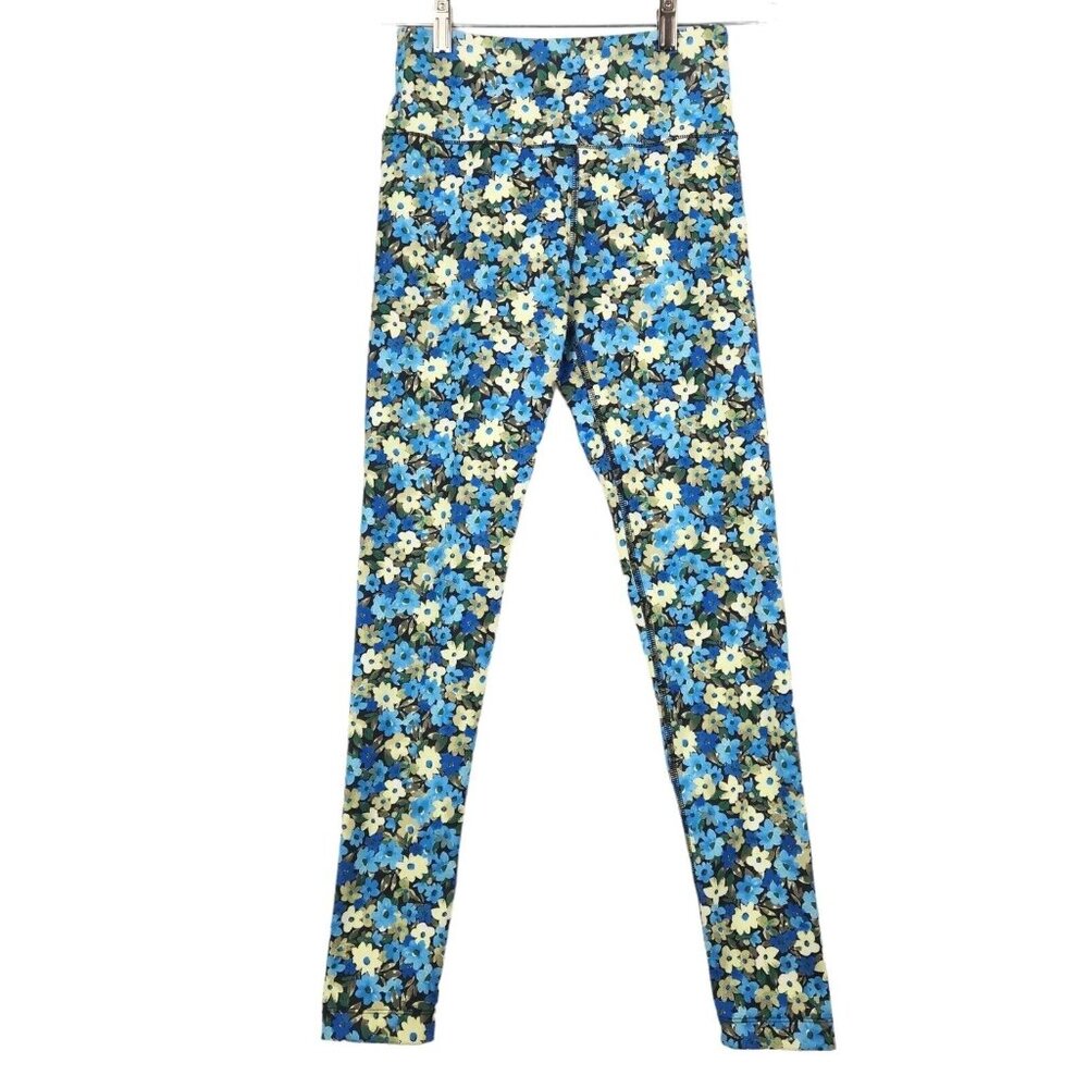Forever 21 Juniors Teens Girls Leggings Size Small Floral Spring Blue Yellow